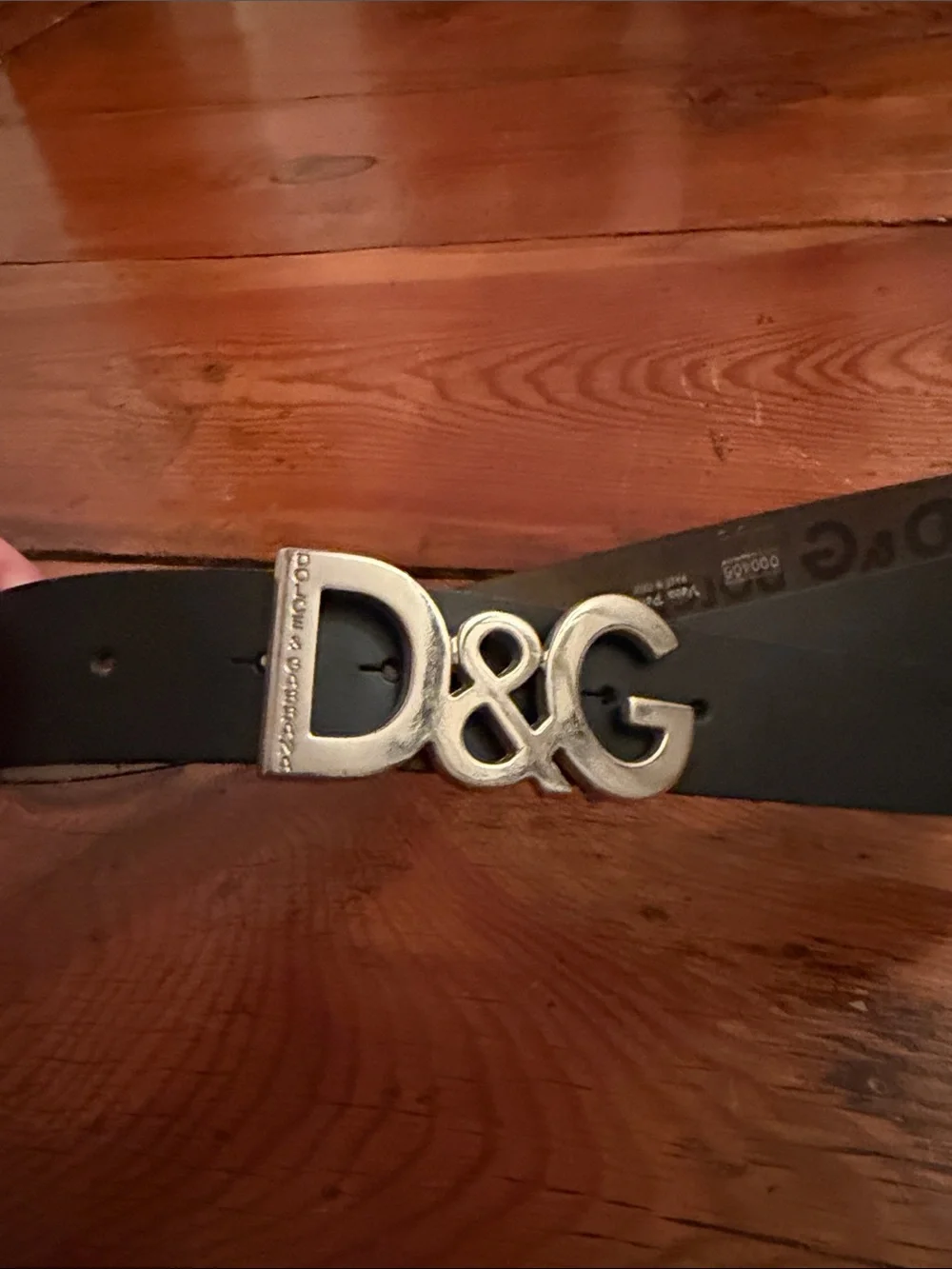 D&G Black Leather Belt with Silver D&G Signature Buckle